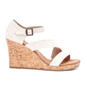 TOMS Women's Cork Clarissa Wedges in White
